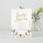 Magnolia Champagne Glass Bridal Shower Kaart (Staand voorkant)