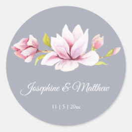 Magnolia Charm Bloemen Trouwstickers Ronde Sticker