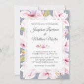 Magnolia Charm Floral bruiloft uitnodigingen (Voorkant)