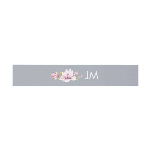 Magnolia Charm Monogram Bloemen Bruiloft Uitnodigingen Wikkel (Vlak)