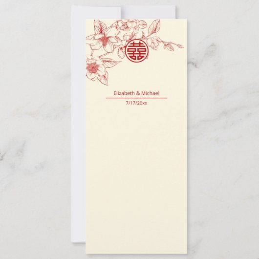 Magnolia Chinees Bruiloft Menu Kaart (Achterkant)