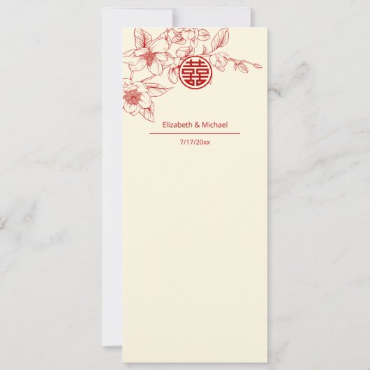 Magnolia Chinees Bruiloft Menu Kaart (Achterkant)