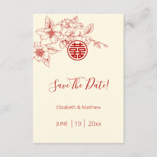 Magnolia Chinees Bruiloft Save The Date Kaart