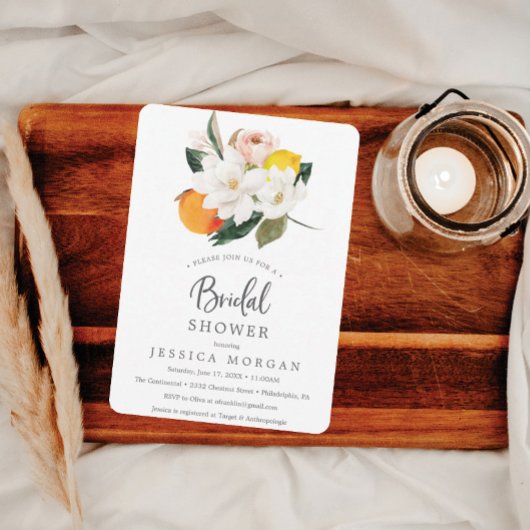 Magnolia Citrus Bridal Shower Kaart