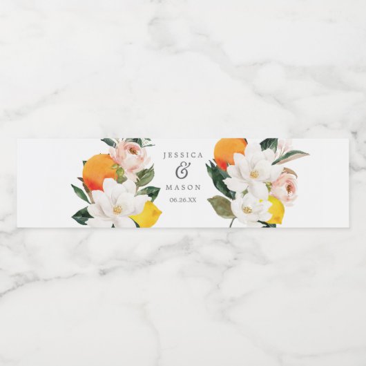 Magnolia Citrus Bruiloft Water Flesetiketten Waterfles Etiket (Enkel label)