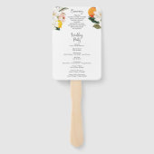 Magnolia Citrus huwelijksprogramma Fan bewerkbaar  Handwaaier (Achterkant)