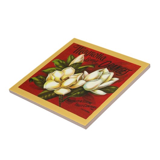 Magnolia Citrus Oranje Crate label Tile Tegeltje (Zijkant)