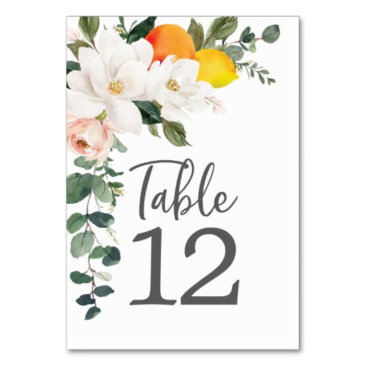 Magnolia Citrus Table Kaarten Wedding Table Number (Voorkant)
