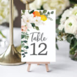 Magnolia Citrus Table Kaarten Wedding Table Number<br><div class="desc">Help uw gasten gemakkelijk hun tafels te vinden met deze prachtige tabelnummers. Verander eenvoudig het nummer en voeg het toe aan uw wagen. Druk zoveel getallen af als u nodig hebt!</div>