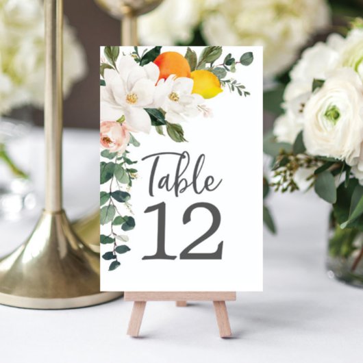 Magnolia Citrus Table Kaarten Wedding Table Number