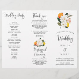 Magnolia Citrus Tri-Fold Wedding Programme Flyer