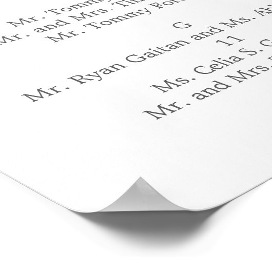 Magnolia Citrus Trouw Stoelen Plattegrond Bord Poster (Hoek)