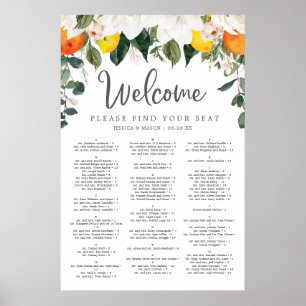 Magnolia Citrus Trouw Stoelenindeling Bord Poster