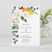 Magnolia Citrus Wedding Invitation Kaart (Staand voorkant)