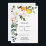 Magnolia Citrus Wedding Invitation Kaart<br><div class="desc">Nodig je vrienden en familie uit met deze mooie huwelijksuitnodiging! Bewerk de tekst eenvoudig om perfect te werken voor uw speciale dag!</div>
