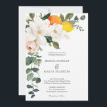 Magnolia Citrus Wedding Invitation Kaart<br><div class="desc">Nodig je vrienden en familie uit met deze mooie huwelijksuitnodiging! Bewerk de tekst eenvoudig om perfect te werken voor uw speciale dag!</div>