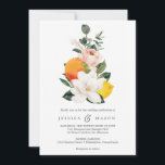 Magnolia Citrus Wedding Invitation Kaart<br><div class="desc">Nodig je vrienden en familie uit met deze mooie huwelijksuitnodiging! Bewerk de tekst eenvoudig om perfect te werken voor uw speciale dag!</div>