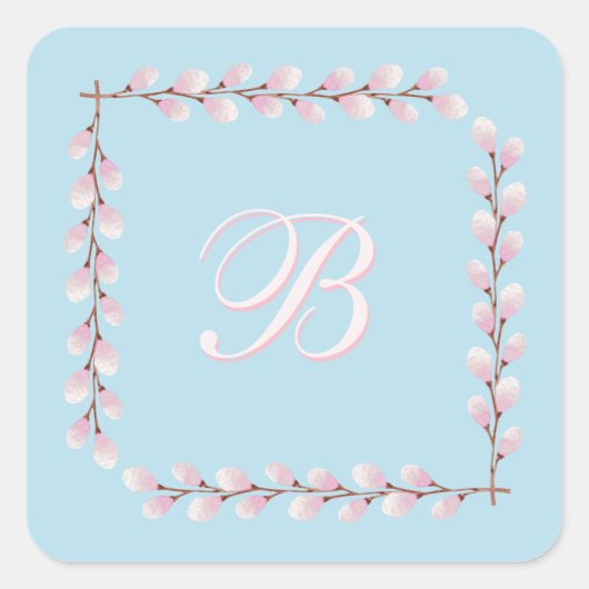 Magnolia Collectie Spun Sugar Blue Background Vierkante Sticker (Voorkant)