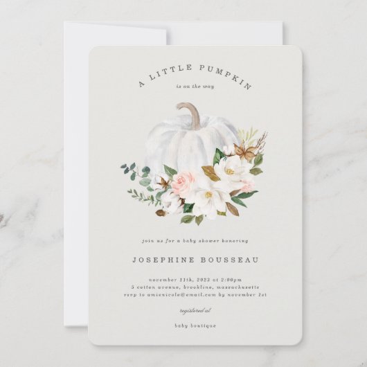 Magnolia Cotton Baby shower Invitation Kaart (Voorkant)