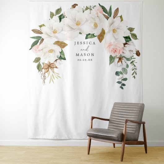 Magnolia Cotton Backdrop Photo Booth Wandkleed (In situ)