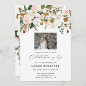 Magnolia & Cotton Celebration of Life Invites Kaart (Voorkant / Achterkant)