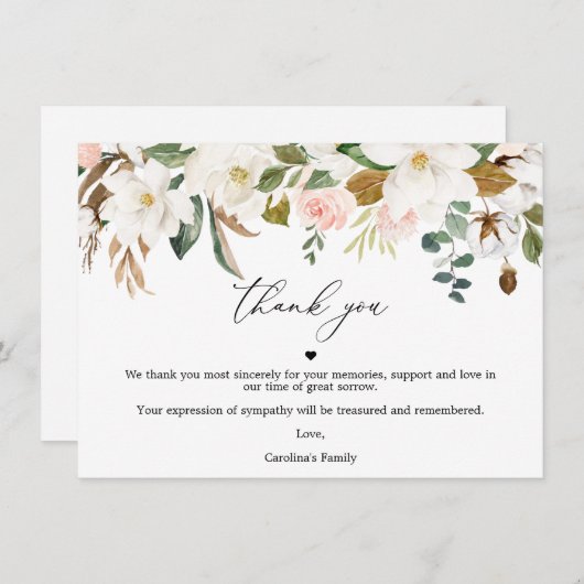 Magnolia Cotton Hartelijk dank voor uw kaartenfees Bedankkaart (Voorkant / Achterkant)