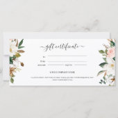 Magnolia & Cotton Leaves Business Gift Certificate (Achterkant)