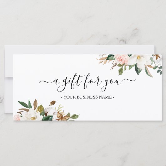 Magnolia & Cotton Leaves Business Gift Certificate (Voorkant)