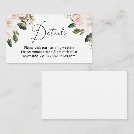 Magnolia Cotton Weddenschap Website - Insteekkaart Informatiekaartje (Voorkant / Achterkant)