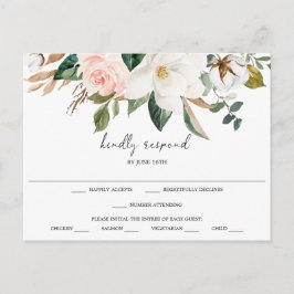Magnolia Cotton Wedding RSVP Briefkaart