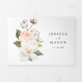Magnolia Cotton Wedding Tri-Fold Invitations RSVP Drieluik Uitnodiging (Cover)