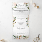 Magnolia Cotton Wedding Tri-Fold Invitations RSVP Drieluik Uitnodiging (Binnen)