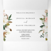 Magnolia Cotton Wedding Tri-Fold Invitations RSVP Drieluik Uitnodiging (Binnenkant midden)