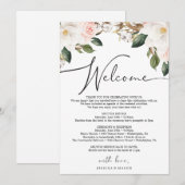 Magnolia Cotton Wedding Welkomstroutebrief Programmakaart (Voorkant / Achterkant)