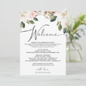 Magnolia Cotton Wedding Welkomstroutebrief Programmakaart (Staand voorkant)