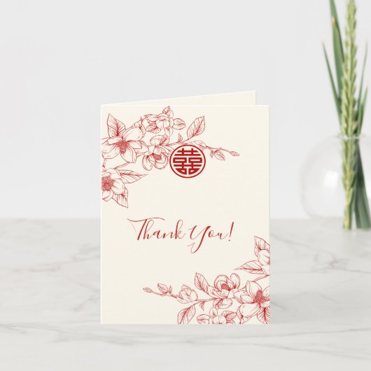 Magnolia Cream Foto Chinese bruiloft Dank u Bedankkaart (Voorkant)