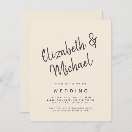 Magnolia Cream Modern Wedding Typography (Voorkant / Achterkant)