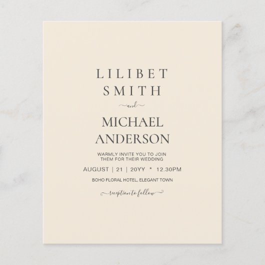 Magnolia Cream Modern Wedding Typography (Voorkant)