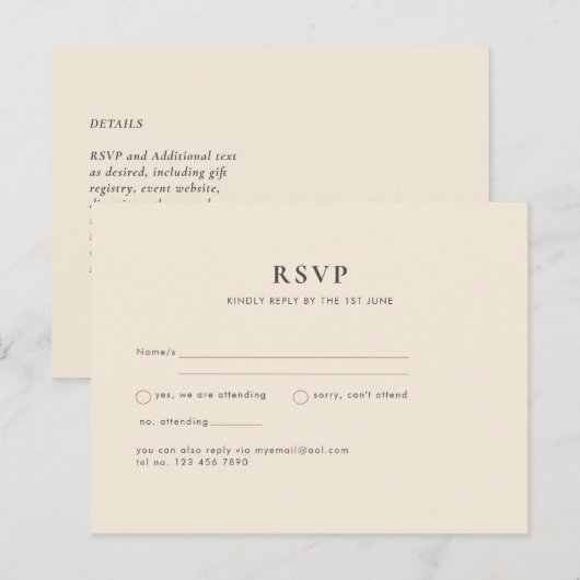 Magnolia Cream Modern Wedding Typography Briefkaart (Voorkant / Achterkant)