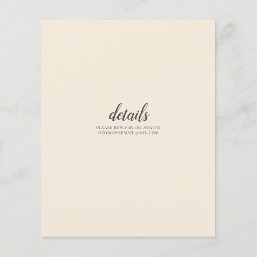 Magnolia Cream Modern Wedding Typography Flyer (Achterkant)