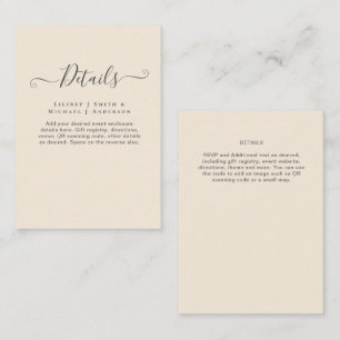 Magnolia Cream Modern Wedding Typography Informatiekaartje