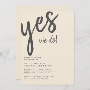 Magnolia Cream Modern Wedding Typography Kaart