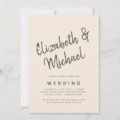 Magnolia Cream Modern Wedding Typography Kaart (Voorkant)