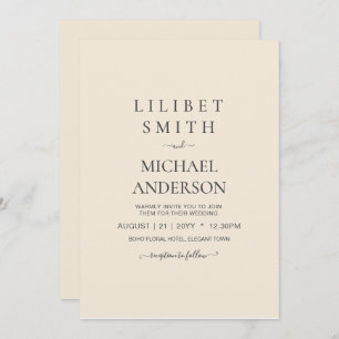 Magnolia Cream Modern Wedding Typography Kaart