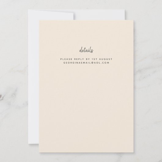 Magnolia Cream Modern Wedding Typography Kaart (Achterkant)