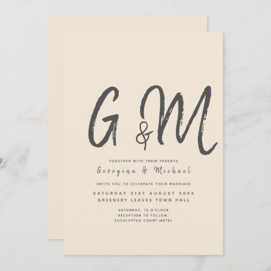 Magnolia Cream Modern Wedding Typography Kaart (Voorkant / Achterkant)