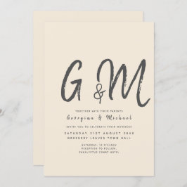 Magnolia Cream Modern Wedding Typography Kaart