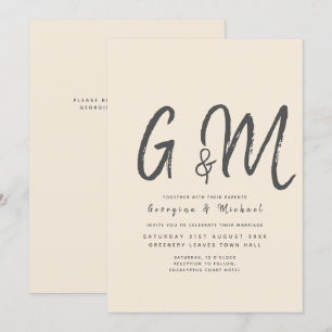 Magnolia Cream Modern Wedding Typography Kaart