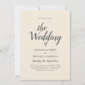Magnolia Cream Modern Wedding Typography Kaart (Voorkant)