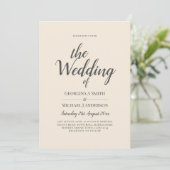 Magnolia Cream Modern Wedding Typography Kaart (Staand voorkant)